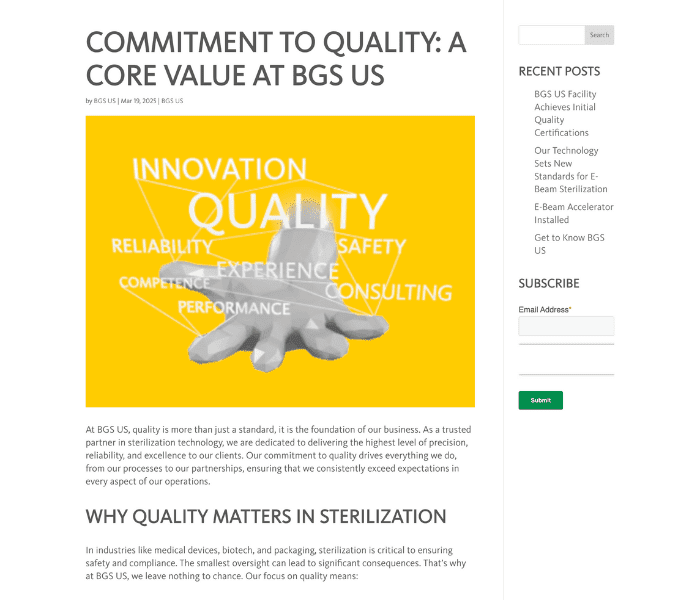 BGS US: Certification News Release bgs us com